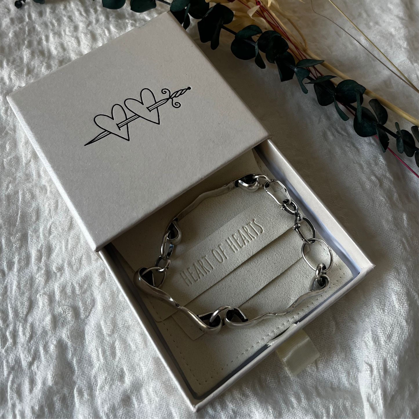 Organic handcrafted sterling silver bracelet