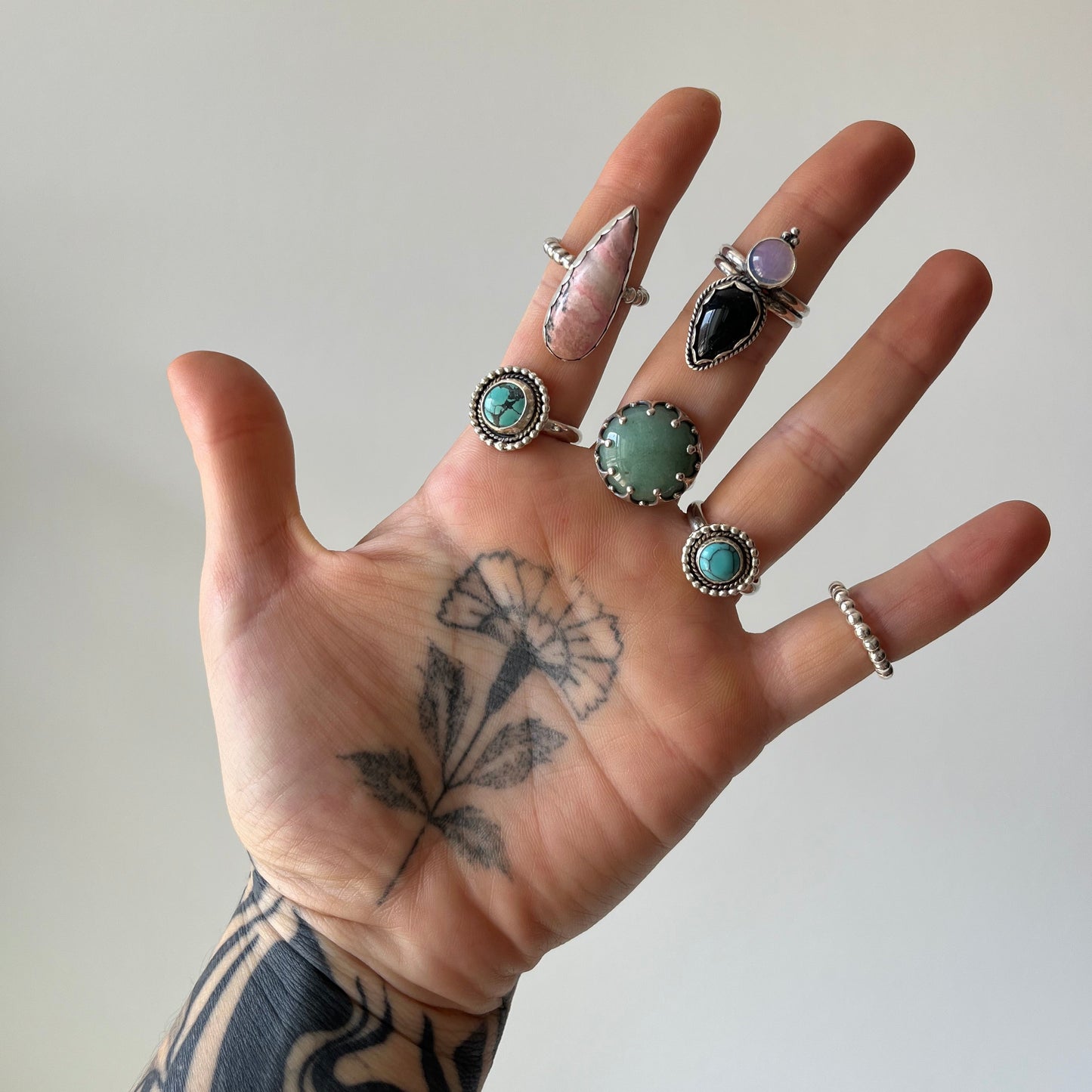 Boho rings handmade in sterling silver