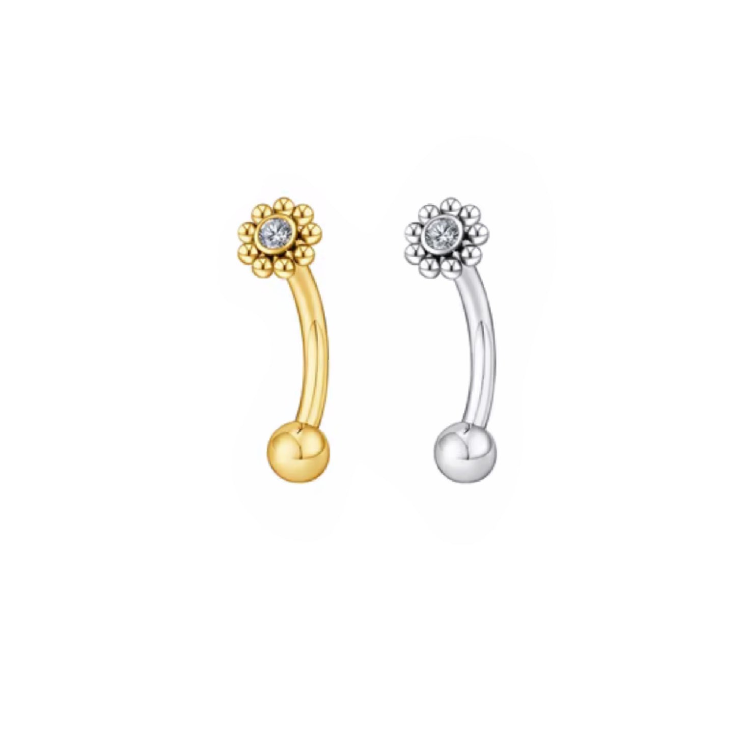 Ornamental Flower Curved Barbell