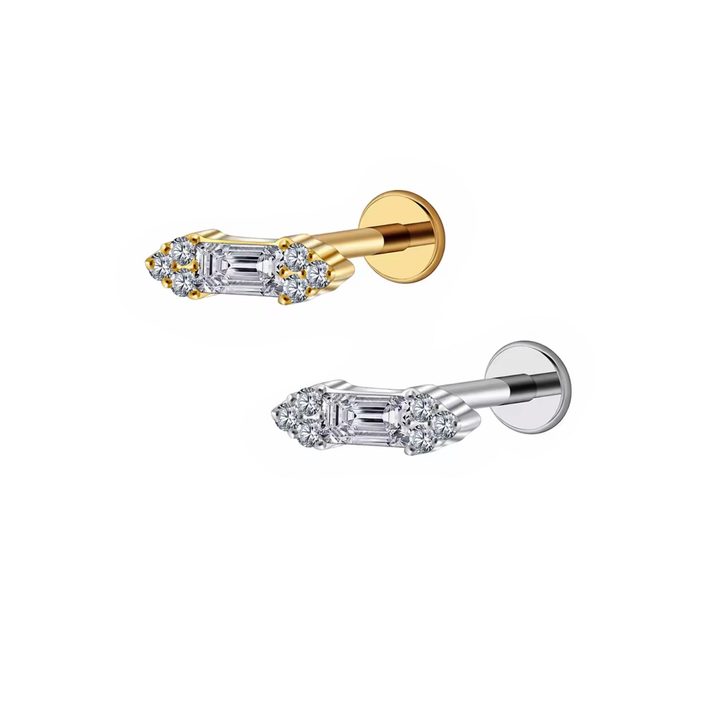 Baguette with Triple Round Gems Labret
