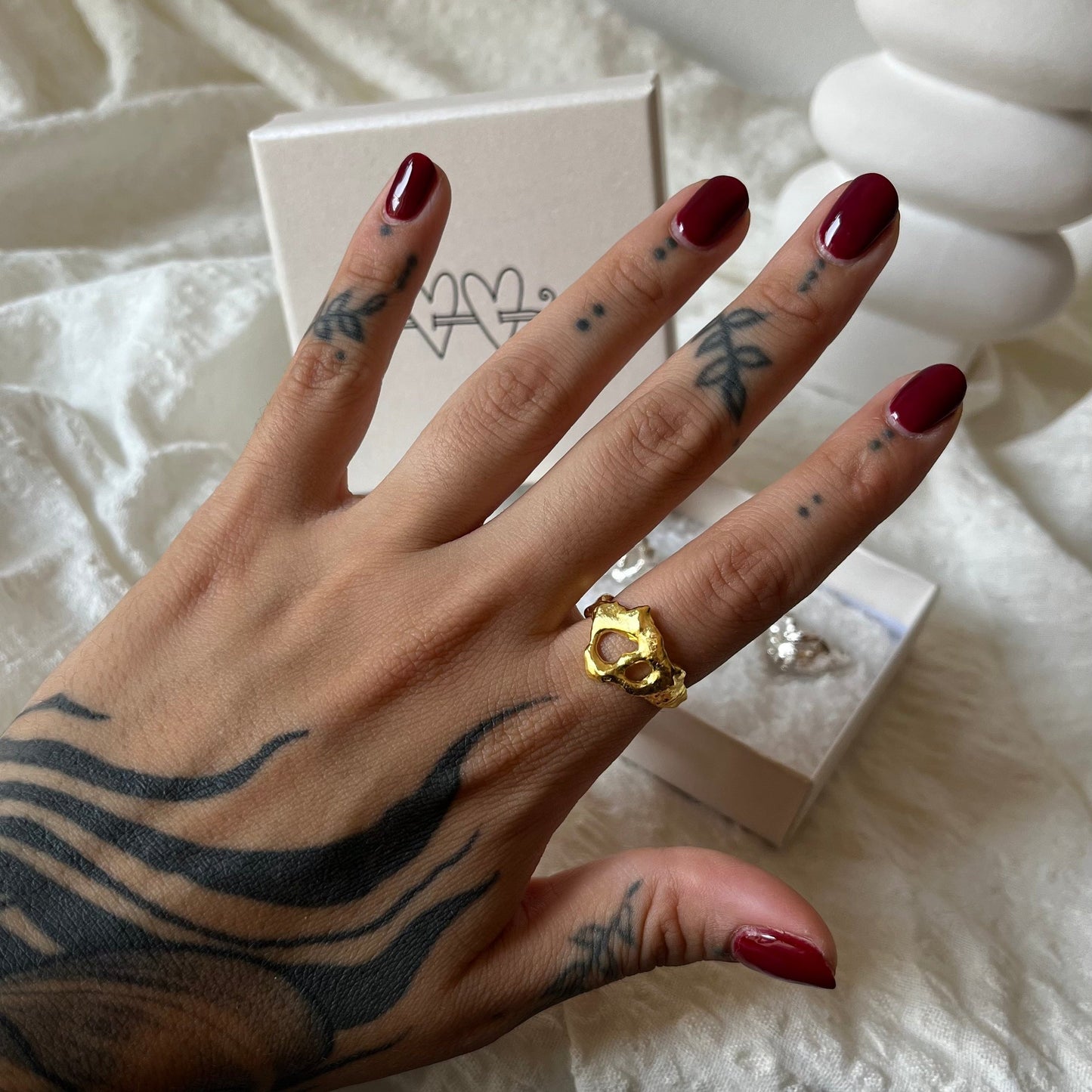 Molten ring in sterling silver handmade Gold plated
