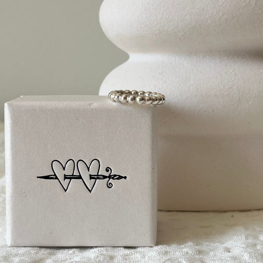 Beaded ring in sterling silver
