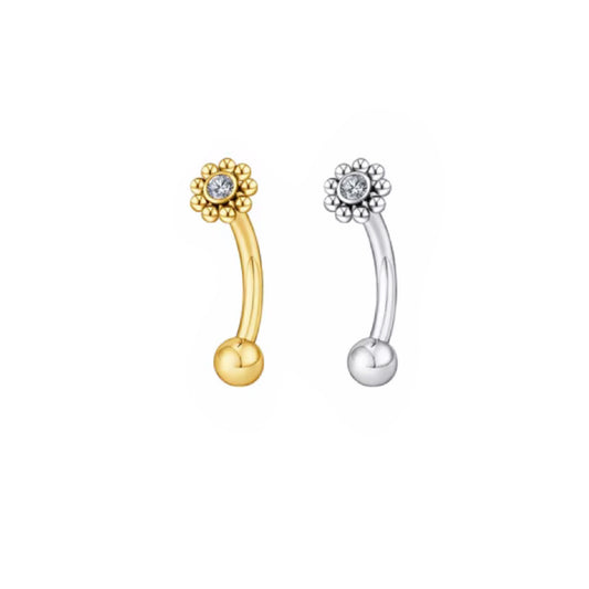 Ornamental Flower Curved Barbell