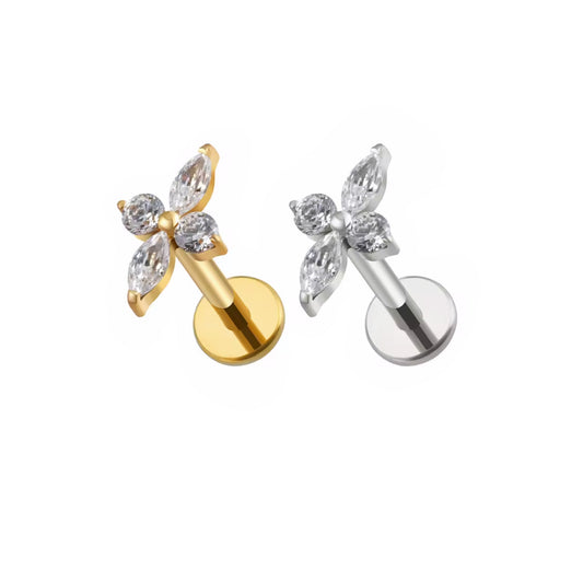 Four Petal Flower Labret