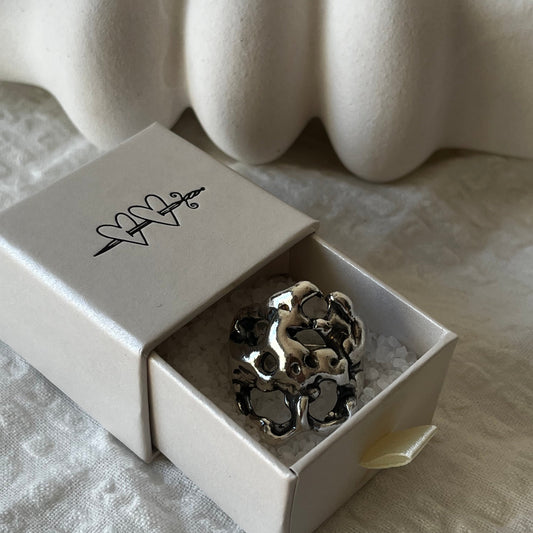 Handmade sterling silver  ring using the lost wax method. Organic design.